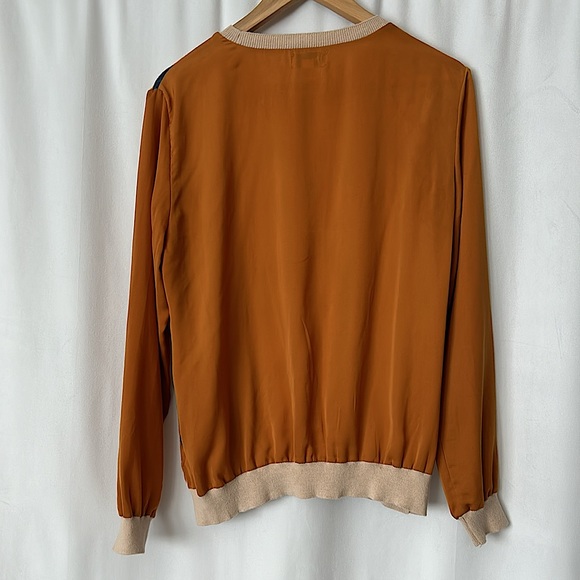 3.1 Phillip Lim Target Mustard Yellow Leopard Print Sweater Shirt Top **Sz L** - Picture 4 of 8